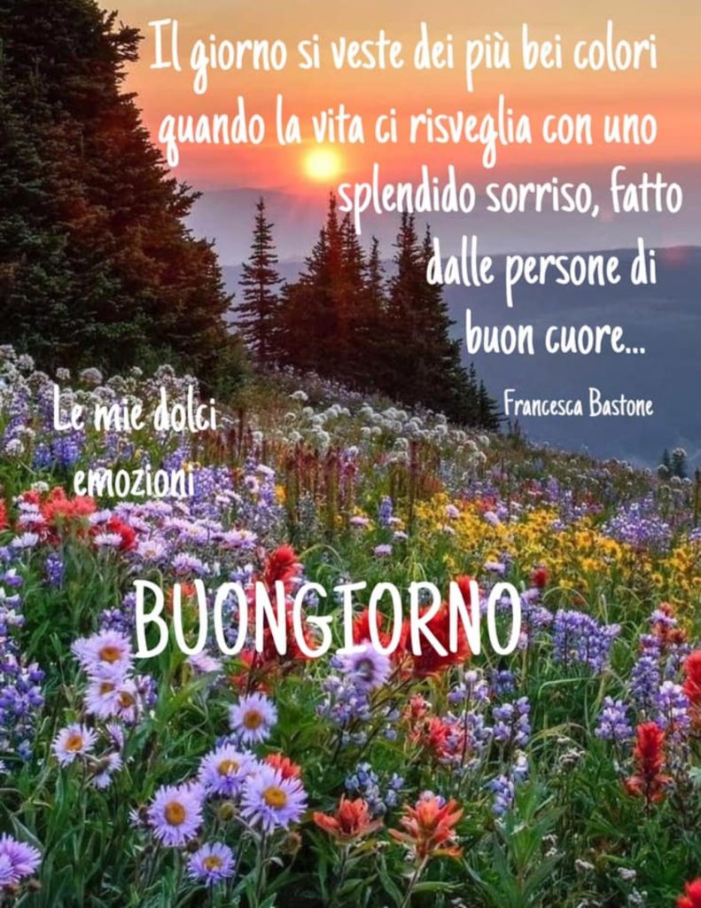 Il giorno si veste dei più bei colori quando la vita ci risveglia con uno splendido sorriso, fatto dalle persone di buon cuore... Buongiorno