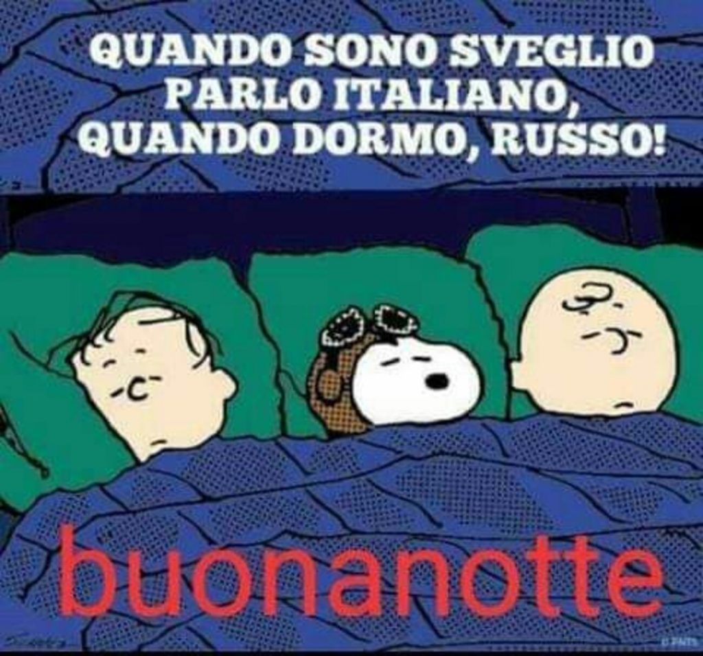 Quando sono sveglio parlo italiano, quando dormo, russo! Buonanotte - immagini divertenti