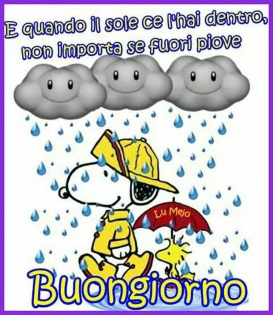 E quando il sole ce l'hai dentro, non importa se fuori piove. Buongiorno (Snoopy)