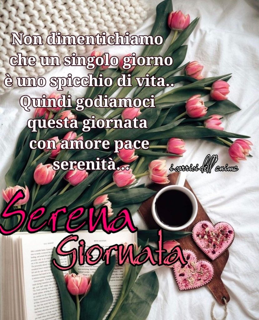 Non dimentichiamo che un singolo giorno è uno spicchio di vita... Quindi godiamoci questa giornata con amore, pace e serenità... Serena Giornata (I sorrisi dell'anima)