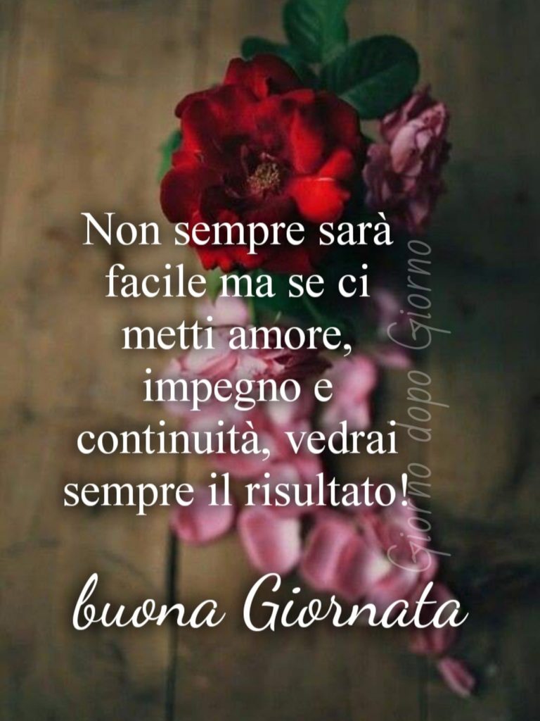 Non sempre sarà facile ma se ci metti amore, impegno e continuità, vedrai sempre il risultato! Buona giornata