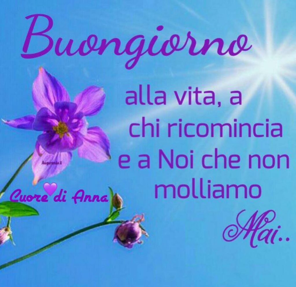 Buongiorno alla vita chi ricomincia e a noi che non molliamo mai