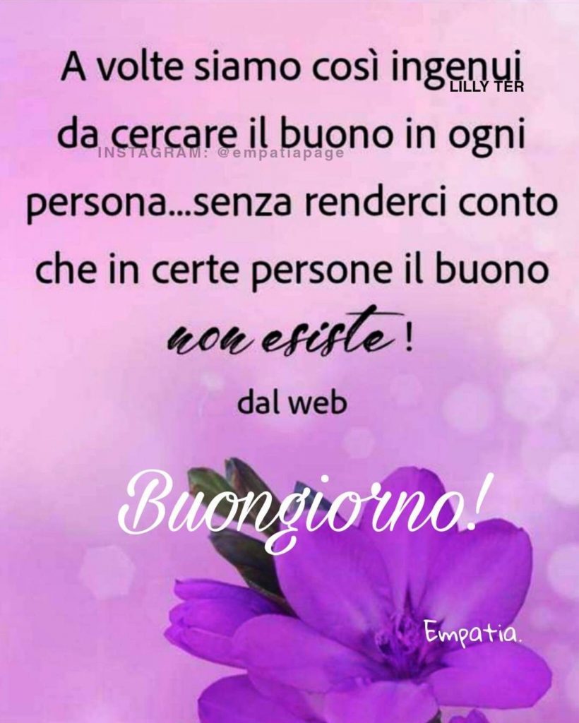 A volte siamo così ingenui da cercare il buono in ogni persona... senza renderci conto che in certe persone il buono non esiste! Buongiorno