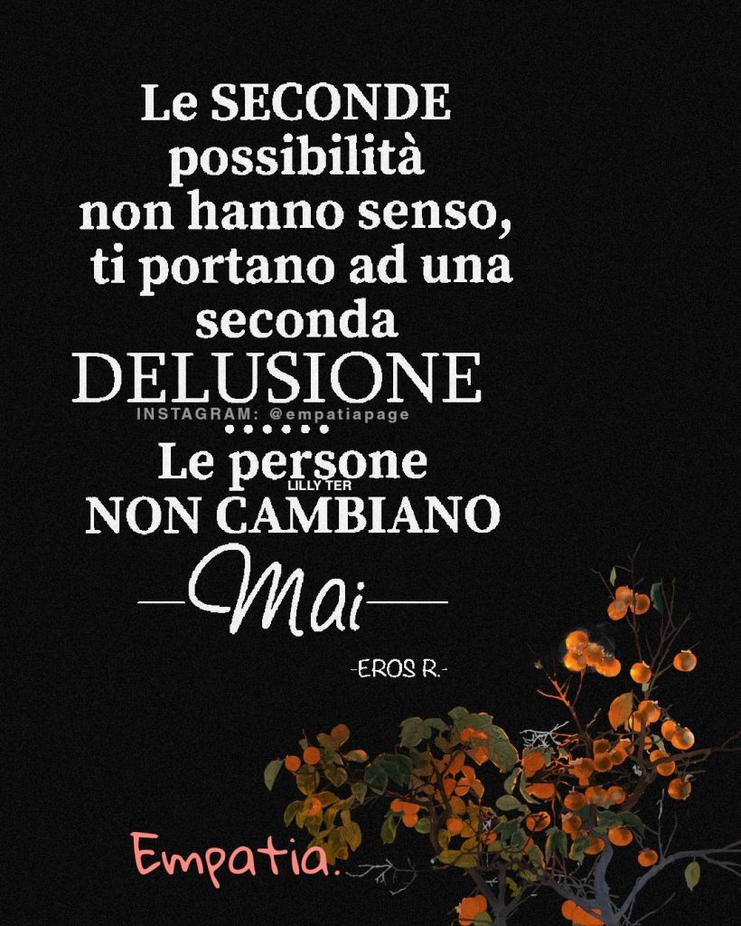 Le seconde possibilità non hanno senso, ti portano ad una seconda delusione...le persone non cambiano mai