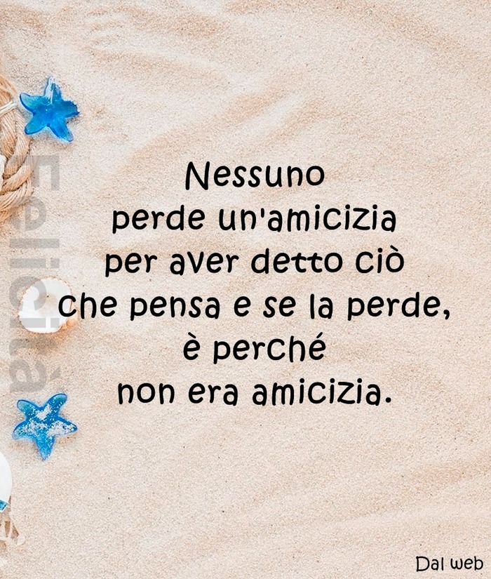 Nessuno perde un'amicizia per aver detto ciò che pensa e se la perde, è perché non era amicizia