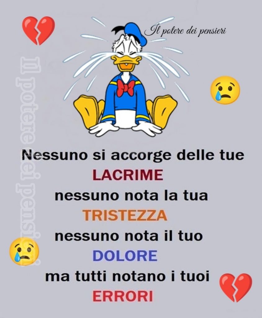 Nessuno si accorge delle tue lacrime nessuno nota la tua tristezza....