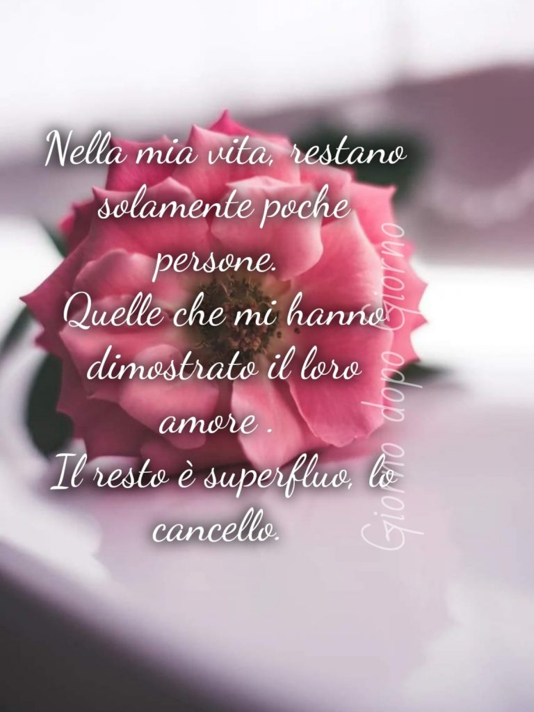 Nella mia vita, restano solamente poche persone. Quelle che mi hanno dimostrato il loro amore. Il resto è superfluo, lo cancello.