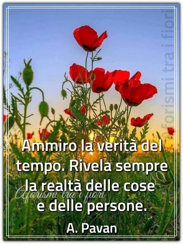Ammiro la verità del tempo. Rivela sempre la realtà delle cose e delle persone