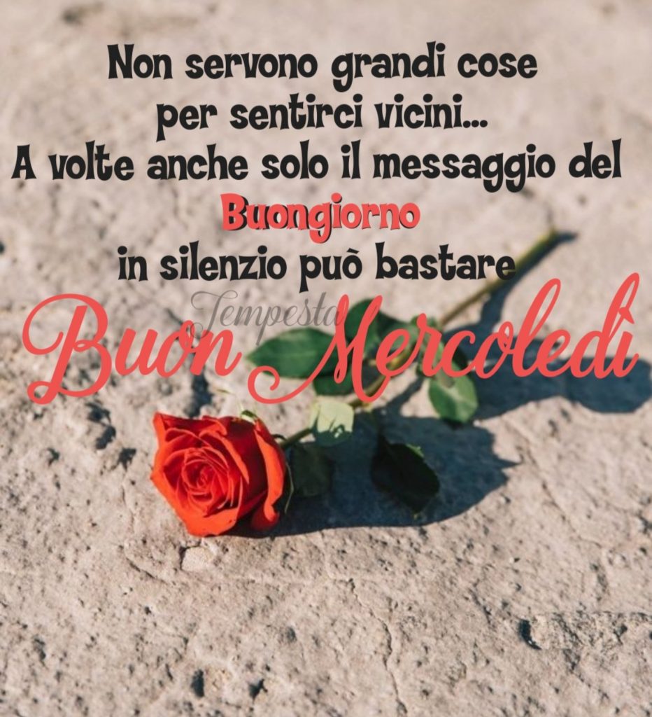 Non servono grandi cose per sentirci vicini...A volte anche solo il messaggio del Buongiorno in silenzio può bastare Buon mercoledì