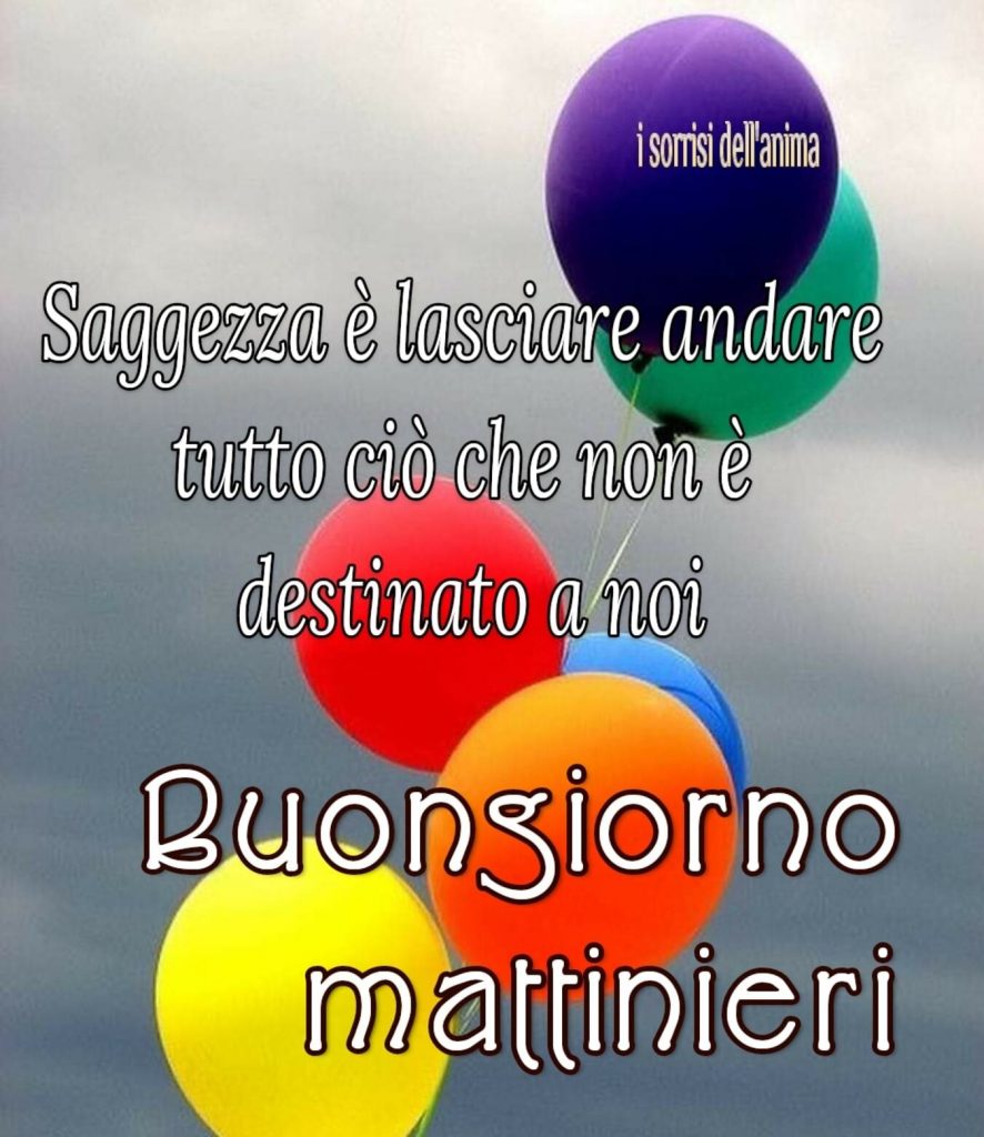 Saggezza è lasciare andare tutto ciò che non è destinato a noi Buongiorno Mattinieri (I sorrisi dell'anima)