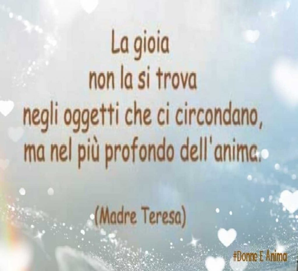 La gioia non la si trova negli oggetti che ci circondano, ma nel più profondo dell'anima