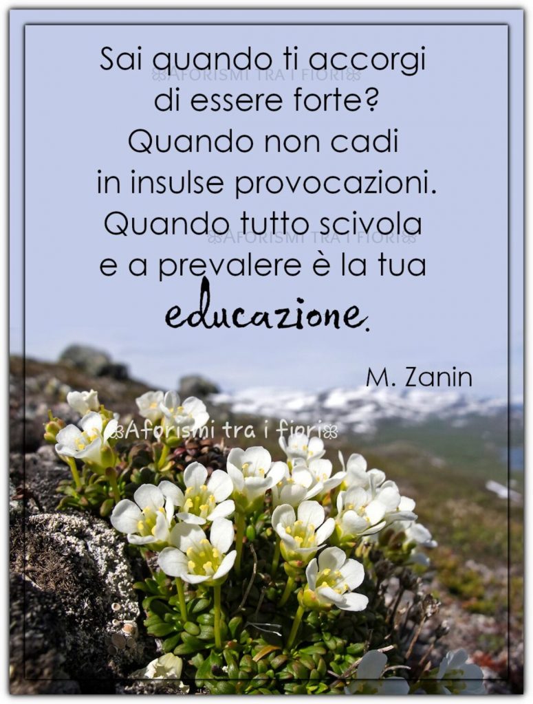 Sai quando ti accorgi di essere forte? Quando non cadi in insulse provocazioni. Quando tutto scivola e a prevalere è la tua educazione.