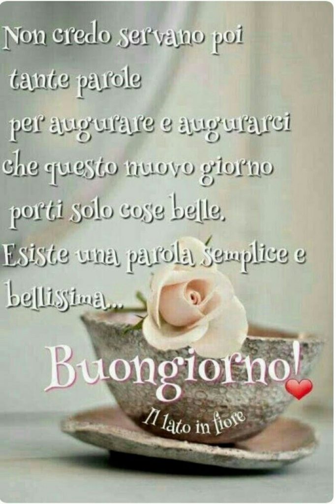 Non credo servano poi tante parole per augurare e augurarci che questo nuovo giorno porti solo cose belle. Esiste una parola semplice e bellissima... Buongiorno!