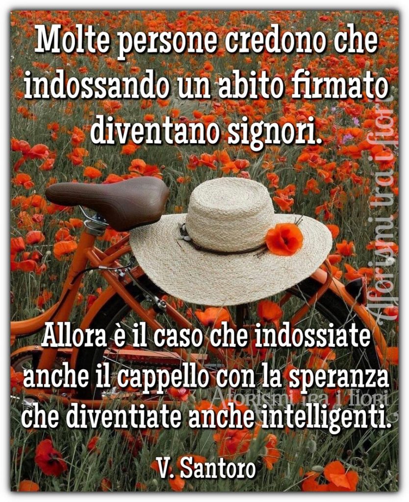 Molte persone credono che indossando un abito firmato diventano signori. Allora `e il caso che indossiate anche il cappello con la speranza che diventiate anche intelligenti