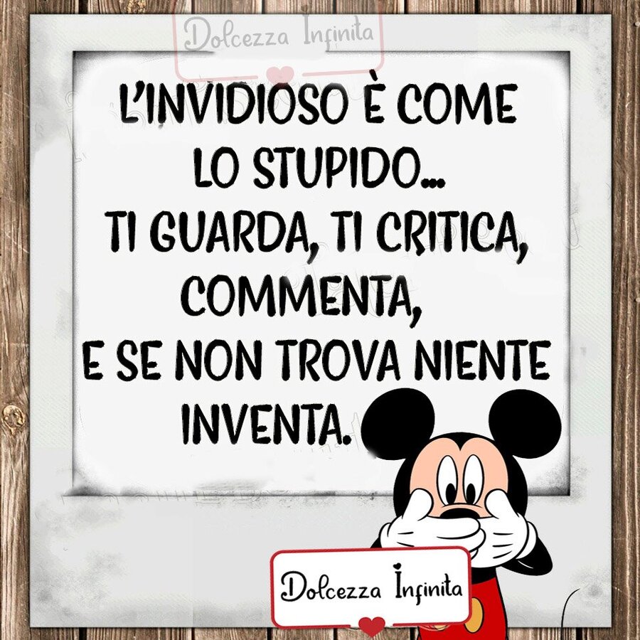 L'invidioso è come lo stupido... ti guarda, ti critica, commenta, e se non trova niente inventa.