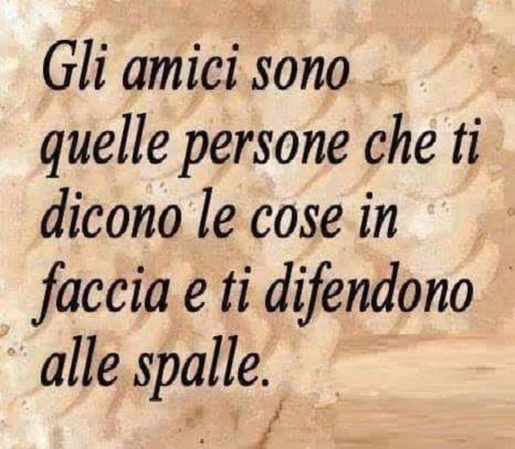 Gli amici sono quelle persone che ti dicono le cose in faccia e ti difendono alle spalle