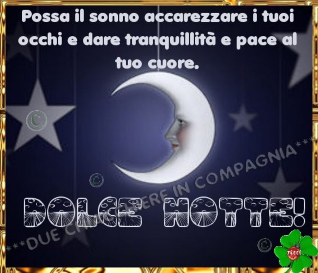 Possa il sonno accarezzare i tuoi occhi e dare tranquillità e pace al tuo cuore. Dolce Notte!