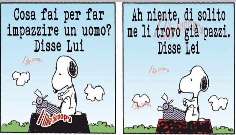 Cosa fai per far impazzire un uomo? disse lui. Ah niente, di solito me li trovo già pazzi. Disse lei