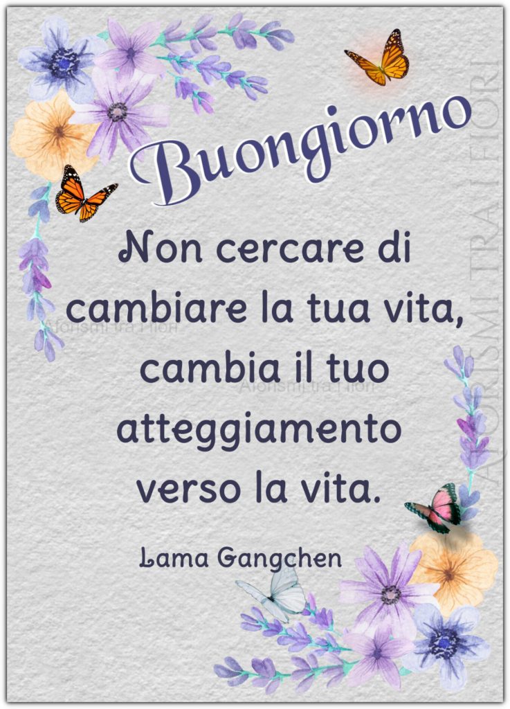 Buongiorno non cercare di cambiare la tua vita, cambia atteggiamento verso la vita