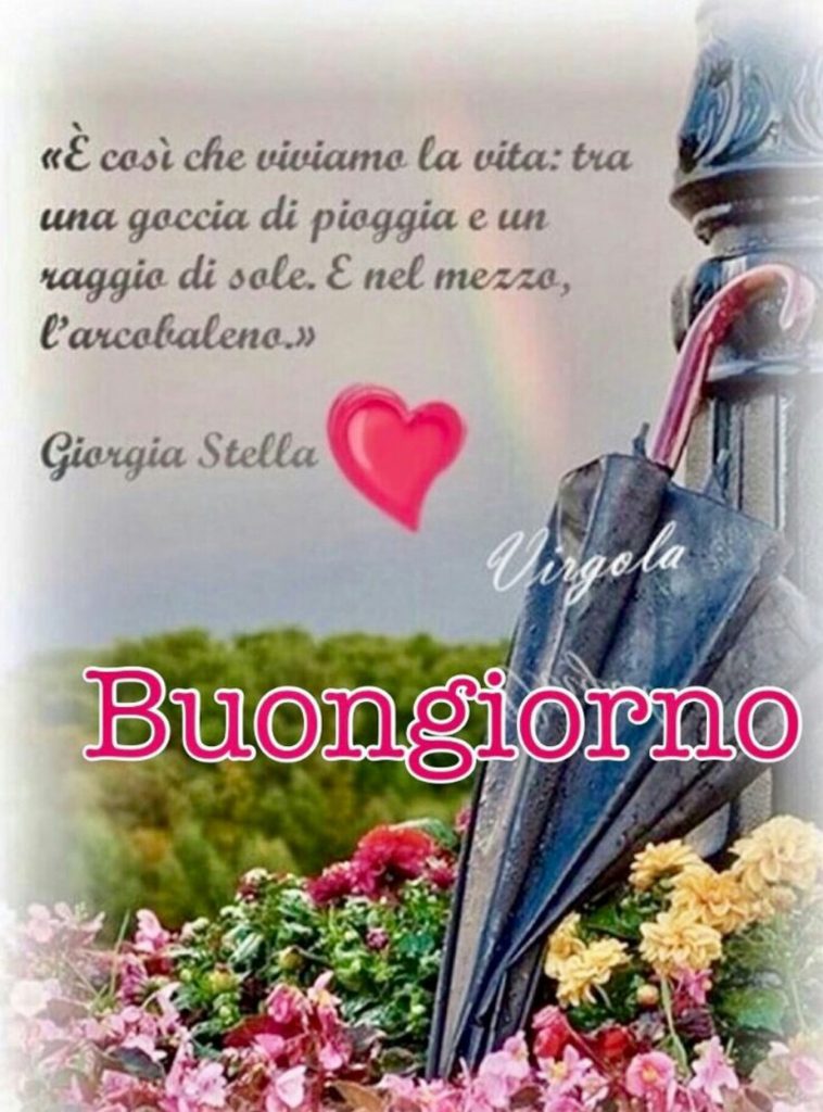 "È così che viviamo la vita: tra una goccia di pioggia e un raggio di sole. E nel mezzo, l'arcobaleno." Buongiorno