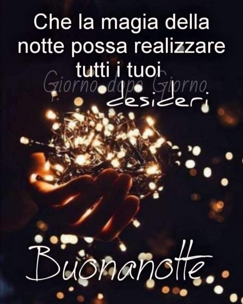 Che la magia della notte possa realizzare tutti i tuoi desideri Buonanotte