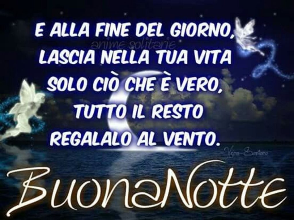 E alla fine del giorno, lascia nella tua vita solo ciò che è vero, tutto il resto regalalo al vento. Buonanotte