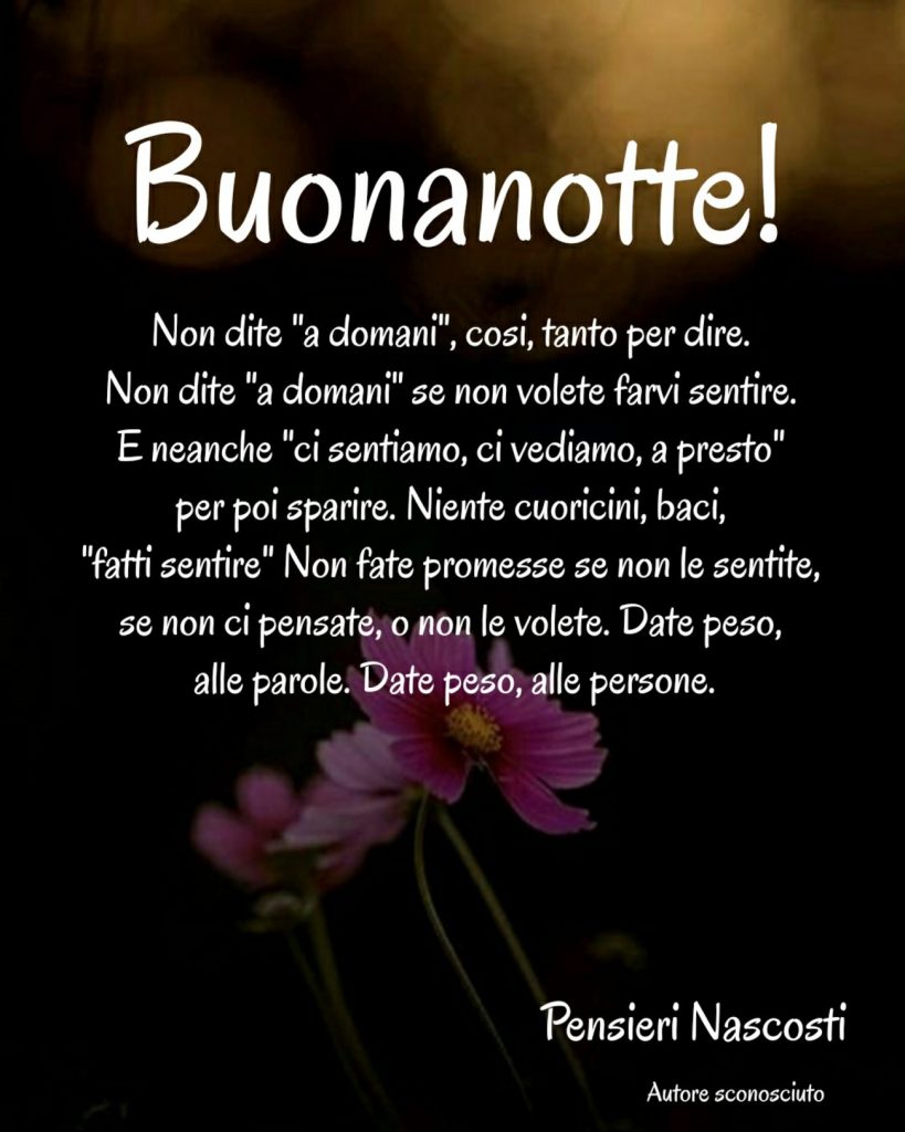 Buonanotte! Non dite "a domani"...