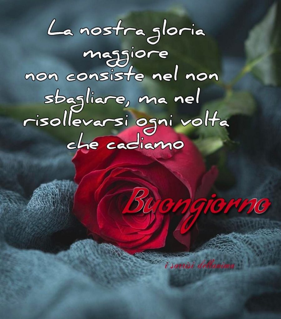 La nostra gloria maggiore non consiste nel non sbagliare, ma nel risollevarsi ogni volta che cadiamo Buongiorno