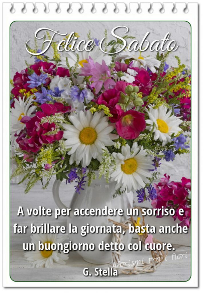 Felice Sabato a volte per accendere un sorriso e far brillare la giornata, basta anche un buongiorno detto col cuore.