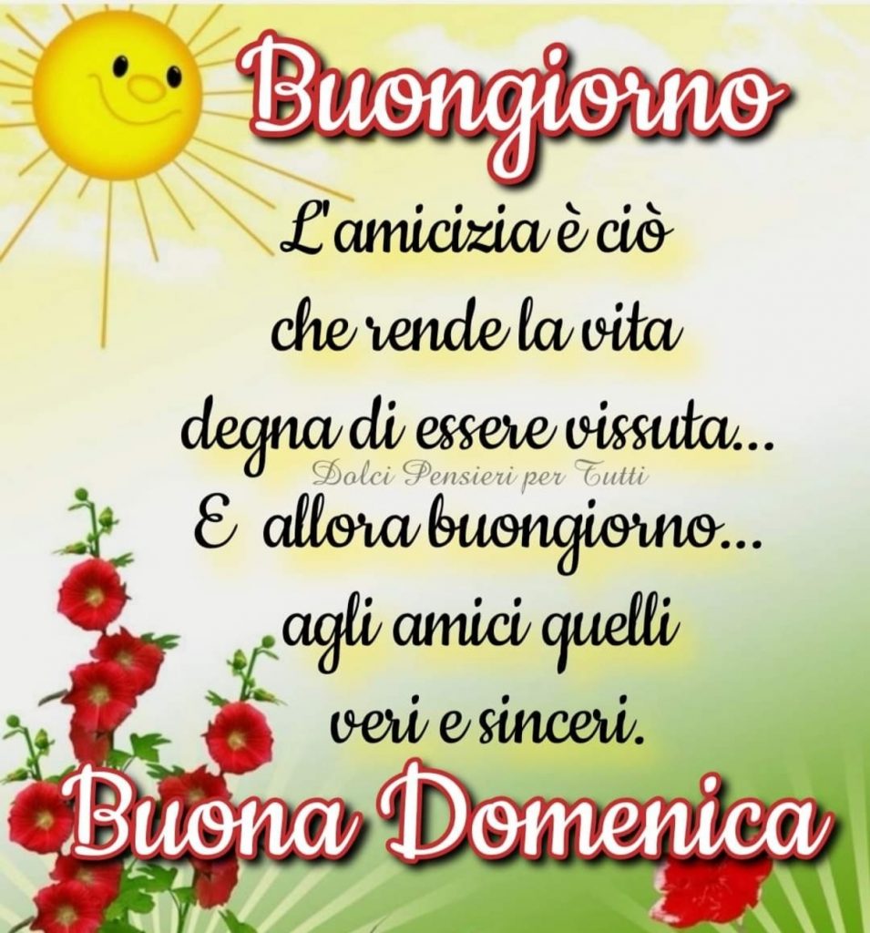 Buongiorno L'amicizia è ciò che rende la vita degna di essere vissuta...E allora buongiorno agli amici quelli veri e sinceri Buona Domenica