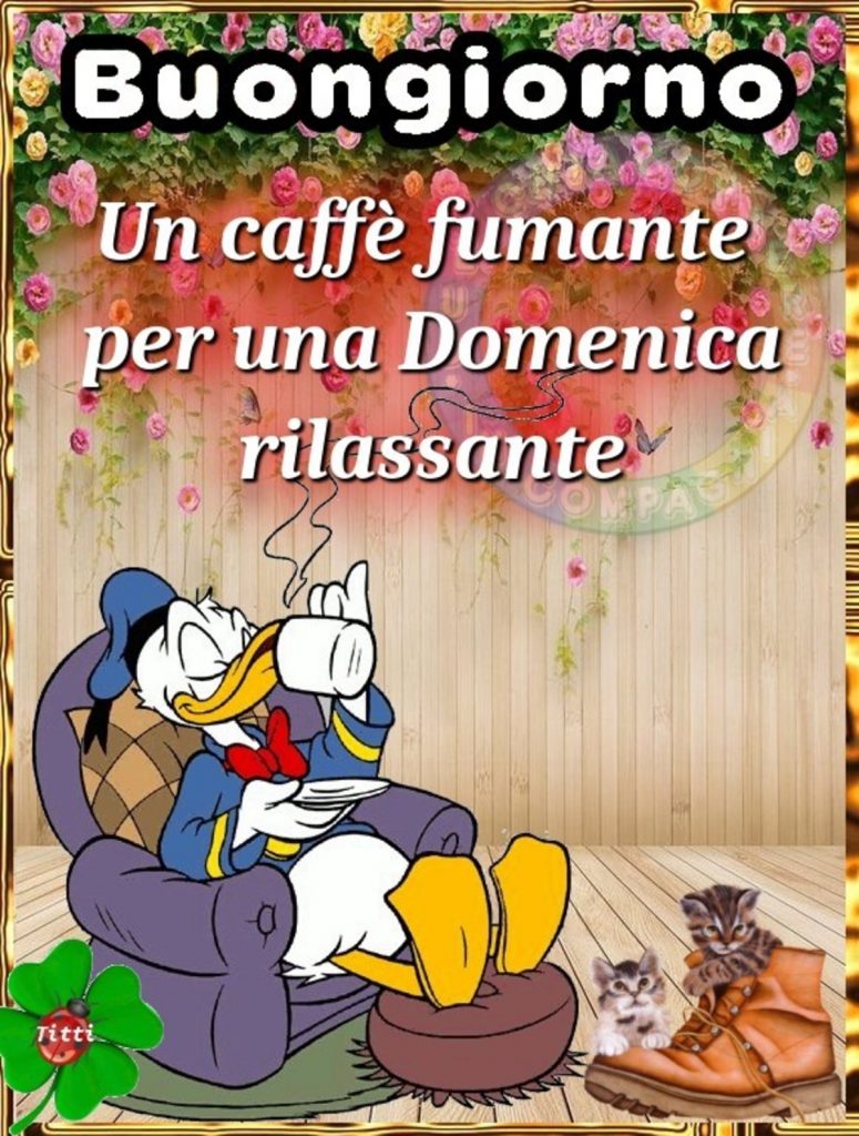 Buongiorno un caffè fumante per una domenica rilassante