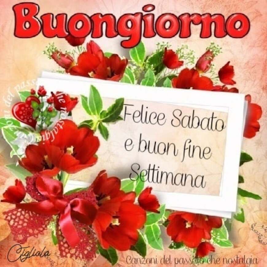 Buongiorno Felice Sabato e buon fine settimana