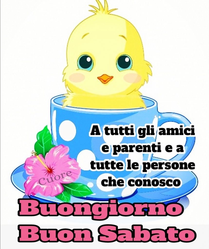 A tutti gli amici e parenti e a tutte le persone che conosco Buongiorno Buon Sabato